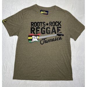 Surf Classics Root Rock Reggae Jamaica T Shirt Adults XL Khaki Graphic
